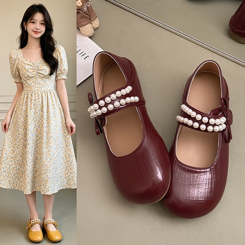 French Mary Jane Shoes for Women 2026 New Style, Pair with Dresses, Shallow Mouth Flats, Gentle Style, Soft Sole Ballet Flats, Versatile New