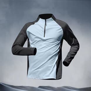 Spring/Summer/Fall Sun Protection Half-Zip Plus Size Men's Quick-Dry Sports Running Export Long Sleeve T-Shirt