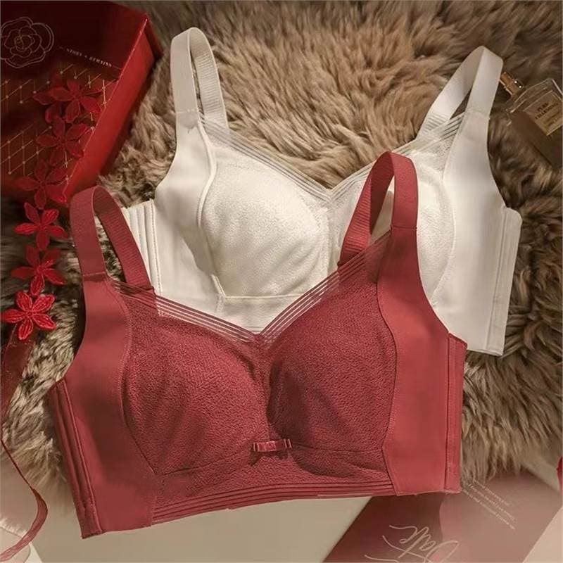Plus Size Full Coverage Adjustable Bra for Women, Breathable, Side Support, Anti-Sagging, Wire-Free, White Single Piece