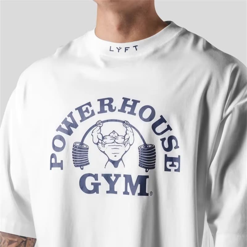 LYFT Men's Running Cotton T-Shirt Gym Fitness Bodybuilding Loose Print Shirt Summer