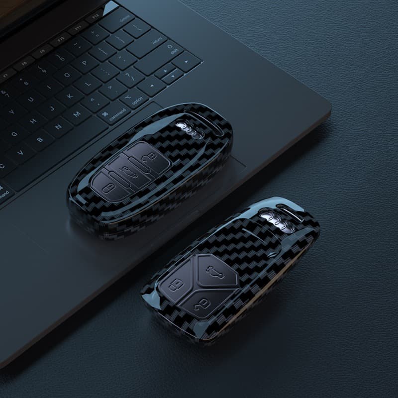 Compatible with Audi A4L Key Case A6 Carbon Fiber Anti-Drop Cover A5 Q5 Q8 Q7 A3 Shell Clip S3 TT Protective Case