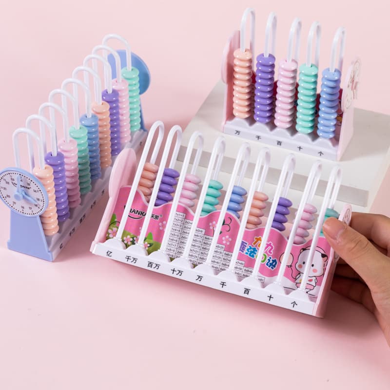 Counter for Children Elementary First and Second Grade Math Teaching Aid with Clock Abacus Frame Enlightenment Learning Addition and Subtraction Abacus