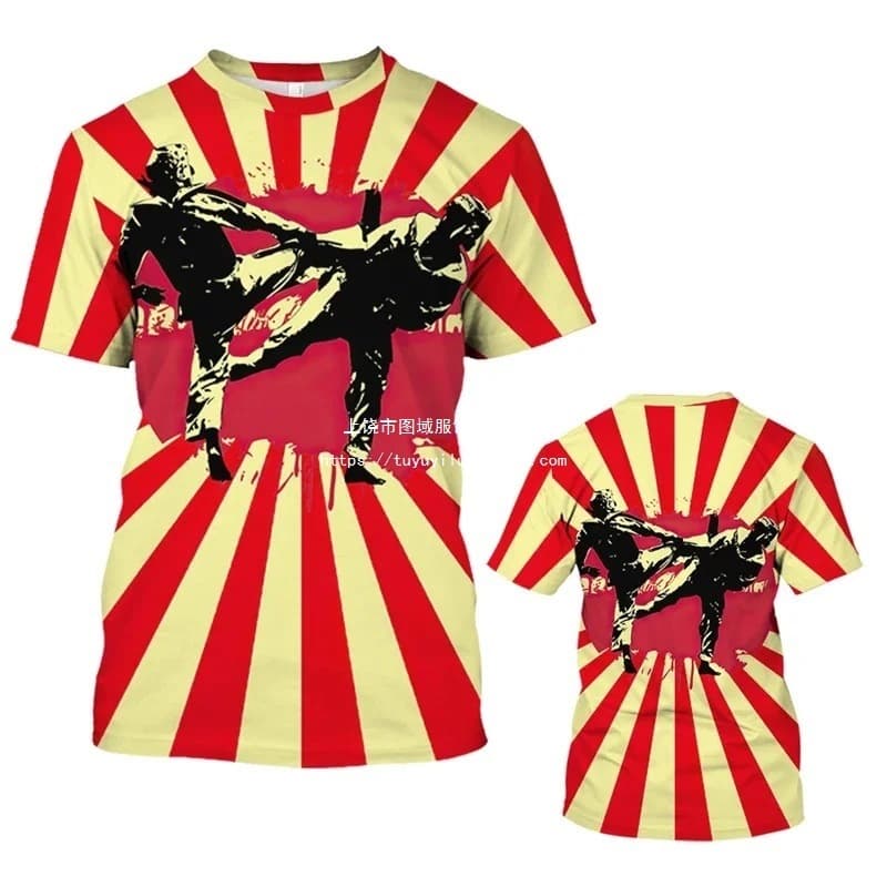 Muay Thai Gym Sports T-Shirt Men's All-Over Print Muay Thai Boxing Short Sleeve T-Shirt Factory Direct Foreign Trade Supply