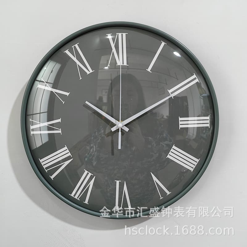 Gift Clock Plastic Wall Clock Custom Printing Factory Direct Convex Glass 12-inch Custom Wall Clock