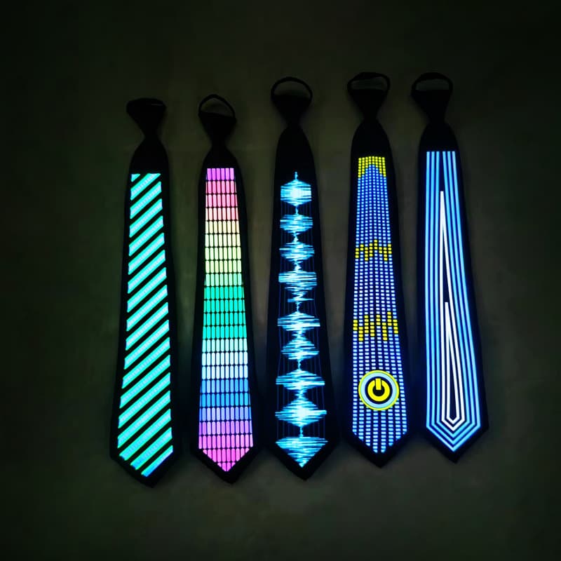 Voice-Activated Glowing Tie for Christmas Parties and Performances, Halloween Pattern EL Voice-Controlled Glow Tie