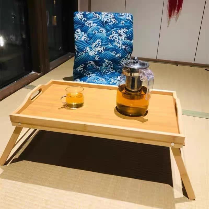 Folding Bed Tray with Legs, Bamboo Wood Tea Tray, Dining Table, Dormitory Computer Desk, Windowsill Coffee Table