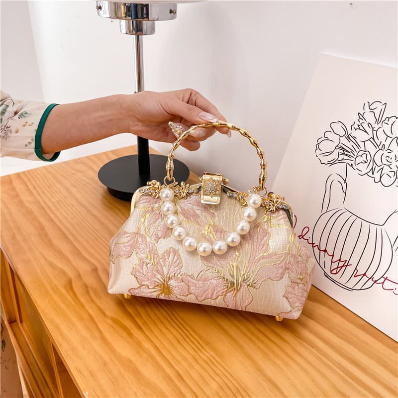 New Chinese Style Women's Handbag Tote Shoulder Bag Crossbody Bag Cheongsam Bag Pearl Handbag Cross-border Women Bag