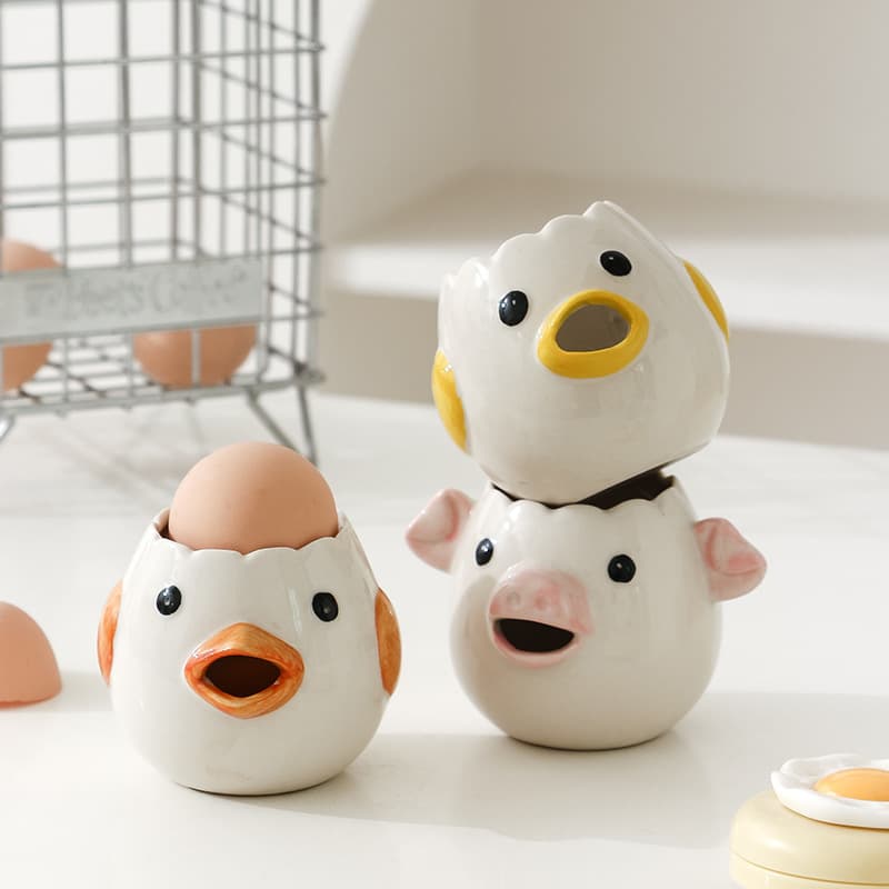 Small Egg White Separator Cartoon-shaped Ceramic Yolk Separator Amazon Household Baking Egg Liquid Filter