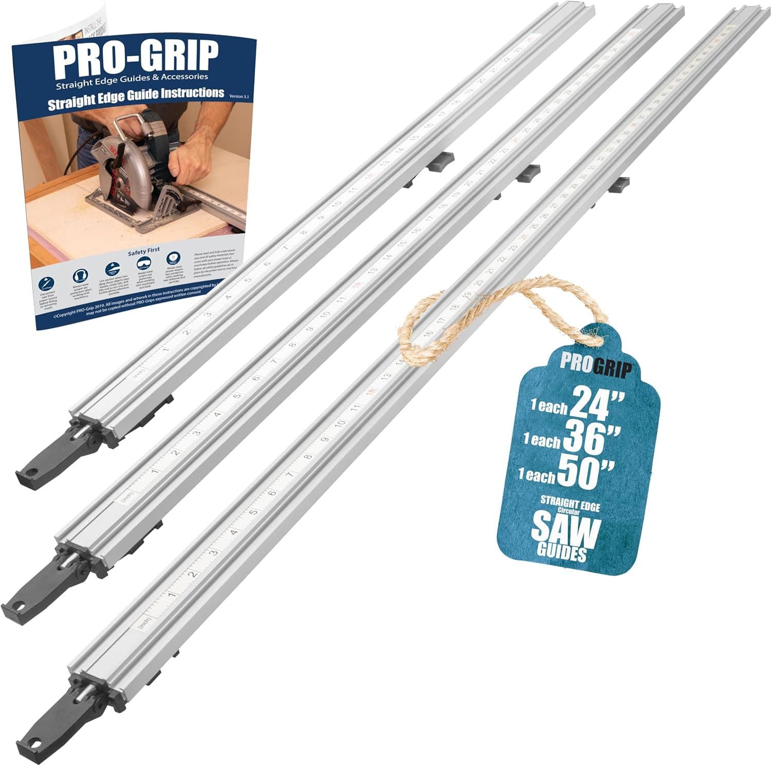 Straight edge clamp 3-piece set 24" 36" 50" circular saw straight edge guide clamp | straight edge saw guide rail