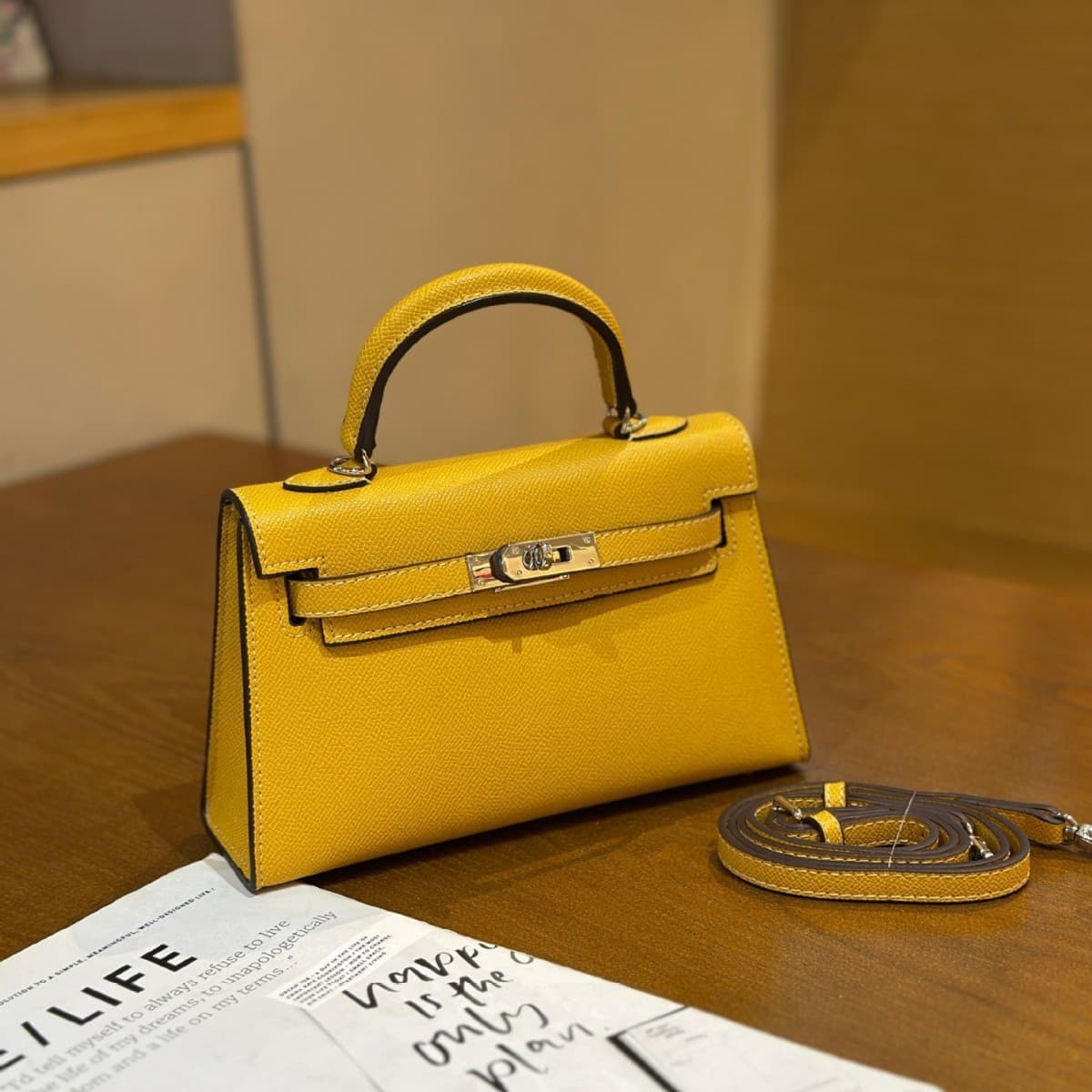 High-End Silver Buckle Palm Print Kelly Bag 2025 New Fashion Women's Second Generation Mini Satchel Shoulder Crossbody Bag