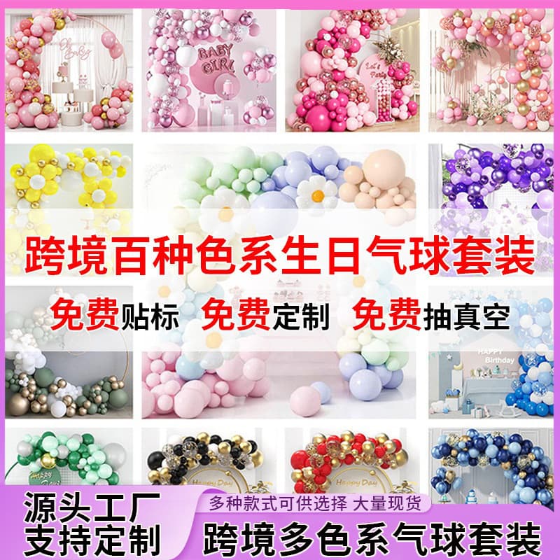 Cross-Border Balloon Chain Set Customized Background Wall Scene Layout Birthday Party Decoration Holiday Layout Balloon Combination