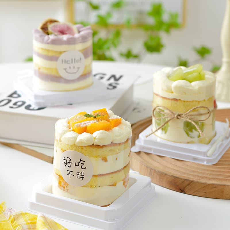 2 Inch Cake Box Crispy Big Puff Milk Cover Cake Roll Transparent Blister Box Yang Zhi Gan Lu Mu Si Packing Box