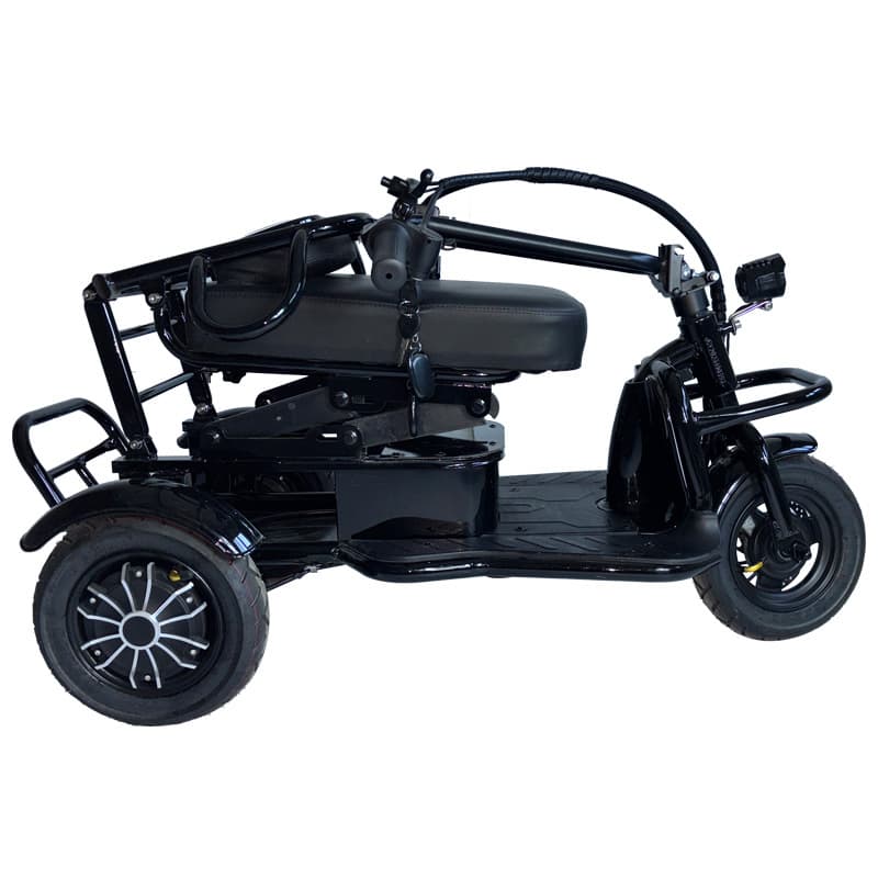 Three-Seat Electric Tricycle for Home Use, Small Senior Mobility Scooter for Men and Women, Parent-Child Folding Lightweight Tricycle