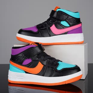 AJ Boys Shoes Spring/Autumn 2024 New Boys Sneakers Children's High Top Skate Shoes Winter Cotton Shoes AJ