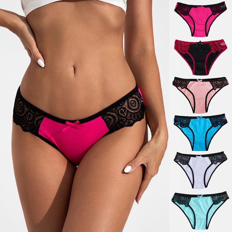 Cross-border Exclusive Sexy Lace Women's Underwear, Comfortable Breathable Belly and Hip Control, European and American Briefs, Women's Foreign Trade In Stock