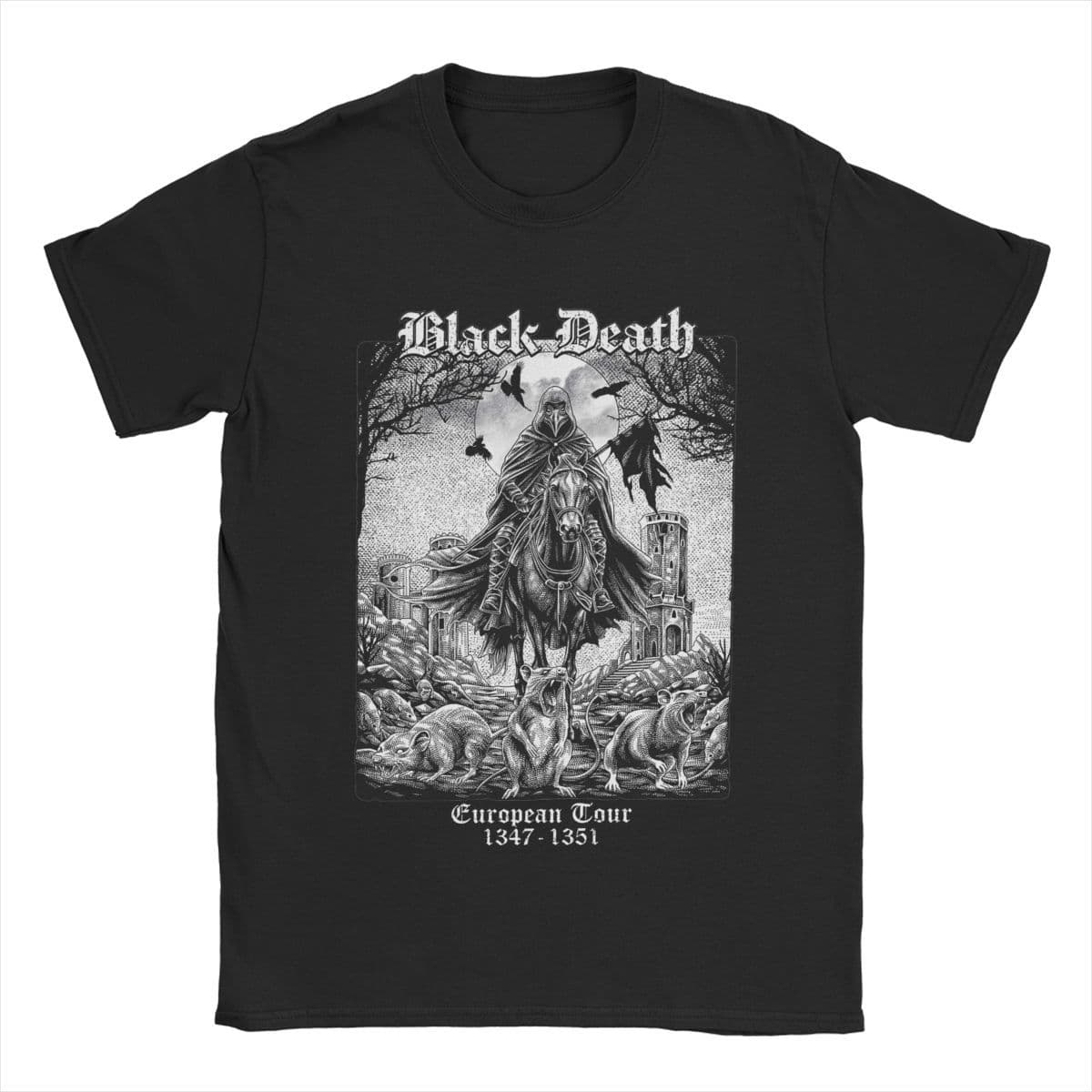 Black Death European Tour T-Shirts for Men Pure Cotton Vintage