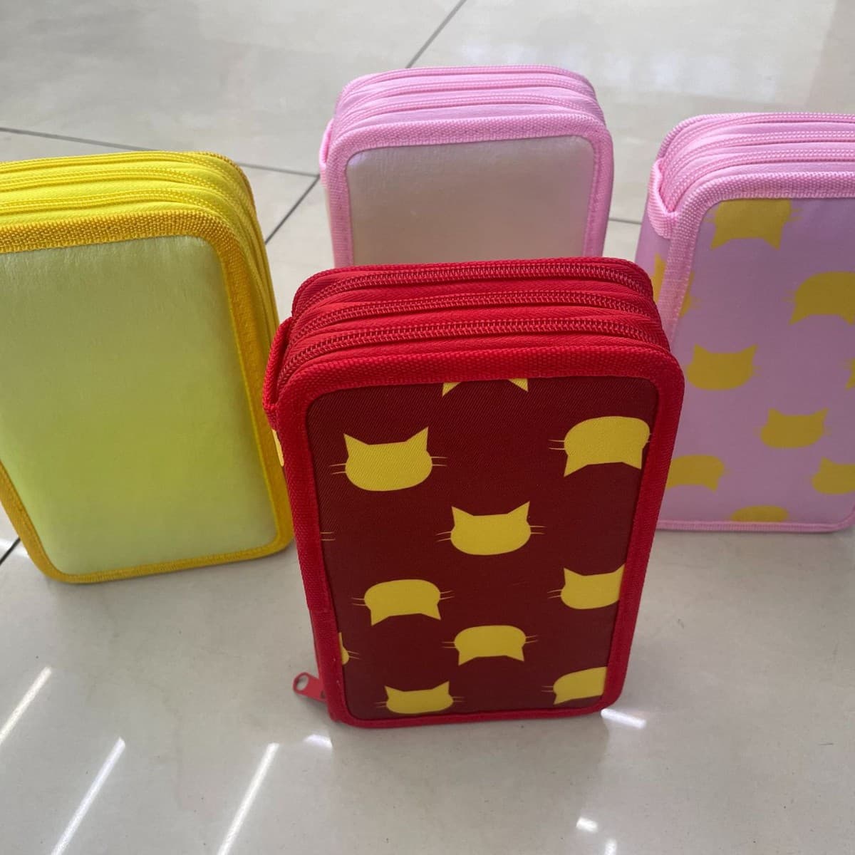 Cross-border three-layer zipper stationery box large capacity cute stationery bag simple star multifunctional pencil box wholesale