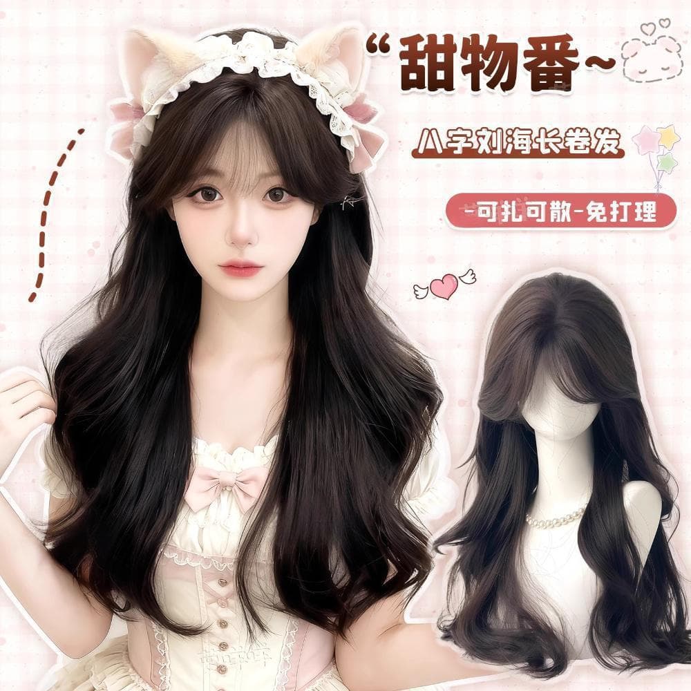 Xuchang Wig for Women Full Head Cover New Style with Bangs Long Curly Hair Daily Big Wave Long Style Full Head Cover Style