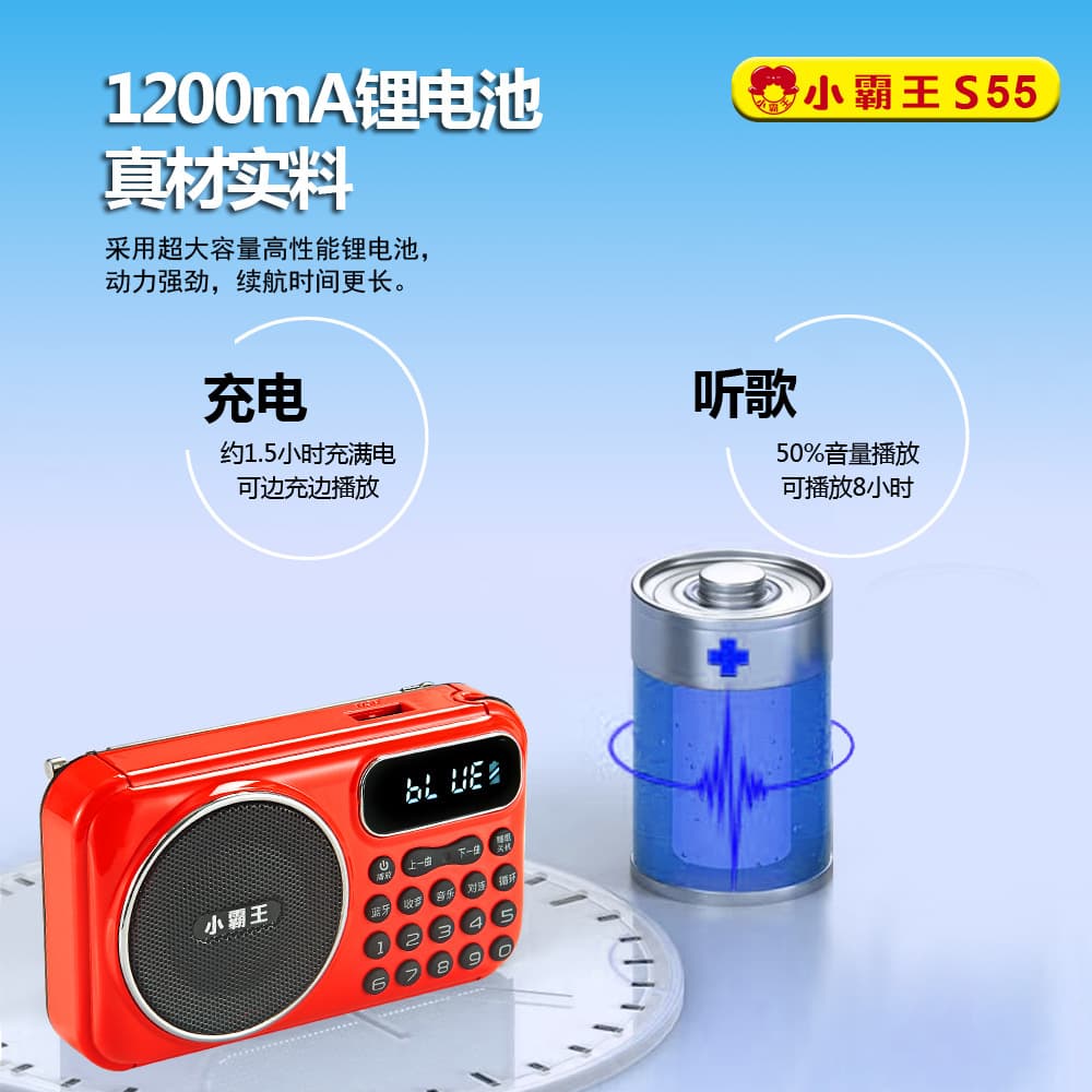 Xiao Ba Wang S55 Radio for Seniors, Plug-in Card Speaker, Multi-functional with Pairing, Timed Shutdown, Bluetooth Speaker