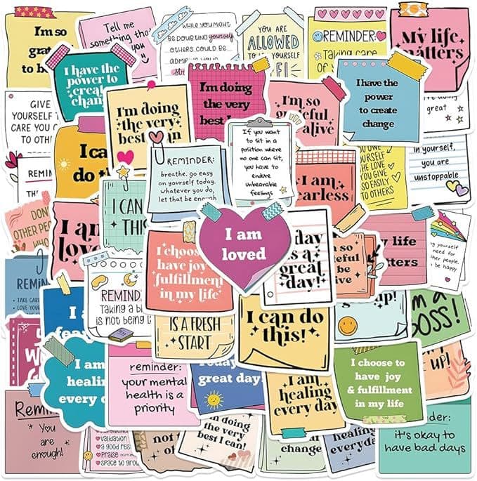 50 Inspirational Stickers Motivational Quotes Waterproof Stickers for Water Bottles Laptops Scrapbooking, Vinyl Waterproof