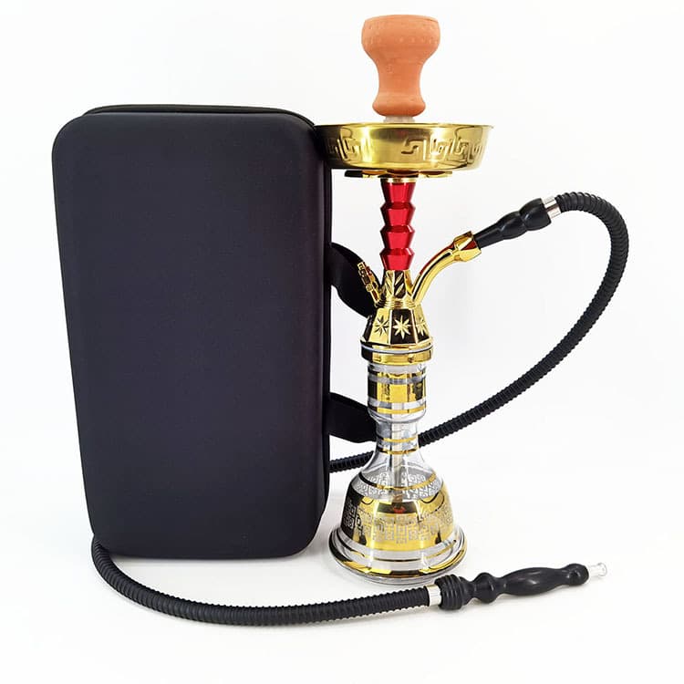 Arabic Hookah Alloy Medium Portable Smoking Set, Hookah Tobacco Filtered Through Water, Middle Eastern Style