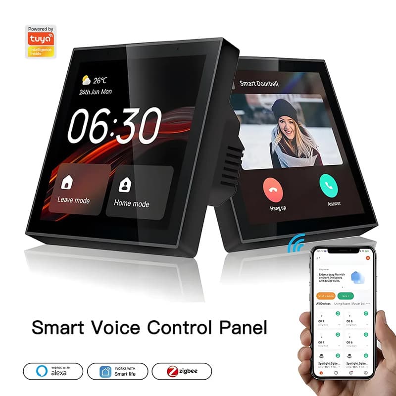 Tuya smart central control screen four-inch touch screen zigbee Bluetooth multi-mode gateway smart central control screen WiFi voice