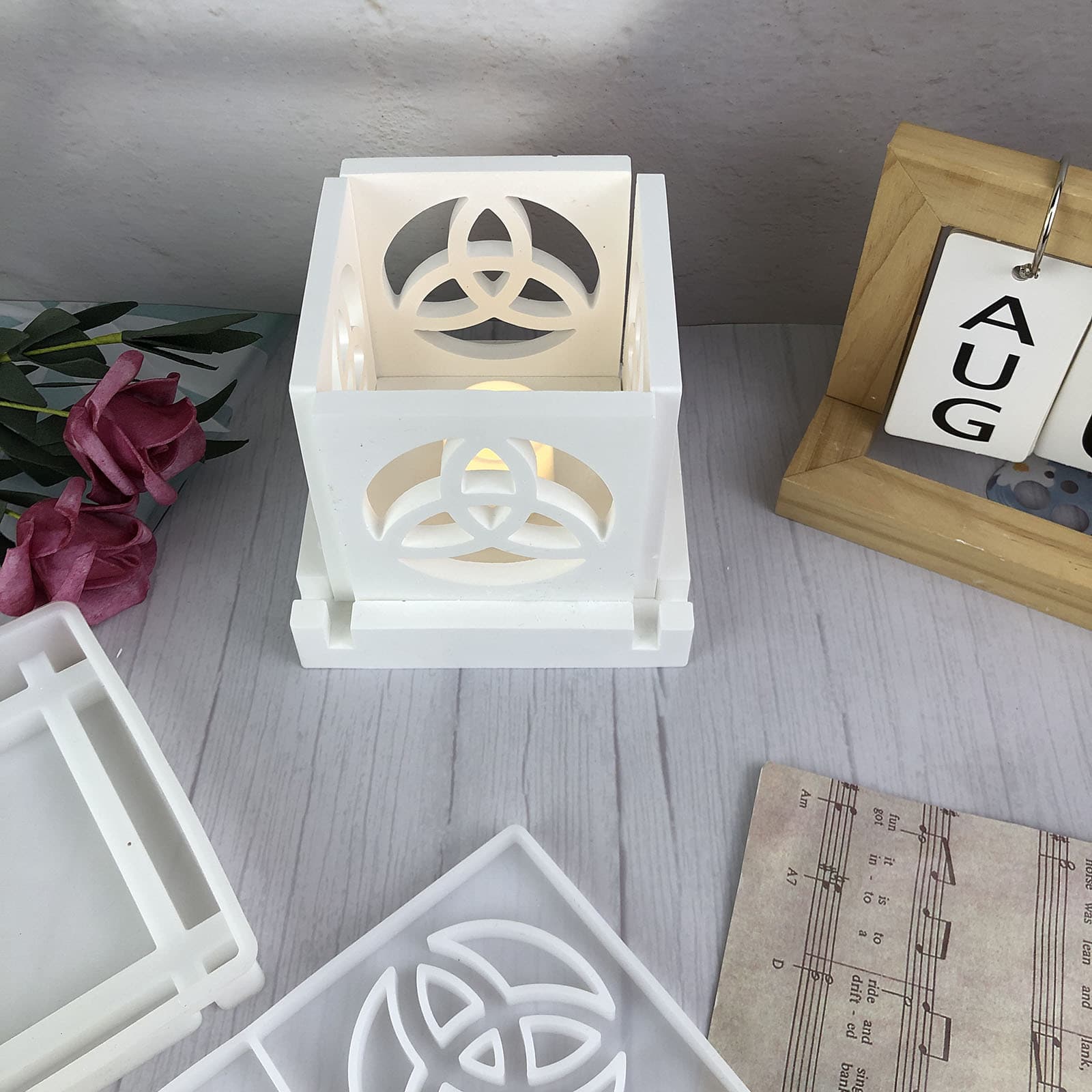 X0465+X0601 Celtic Knot Inlay Decorative Cement Plaster Mold DIY Silicone Mold