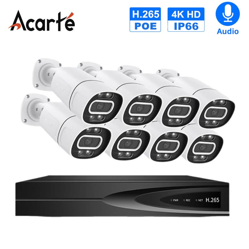Acarte 4K 8MP Camera Kit 8CH CCTV System POE Surveillance Camera Set