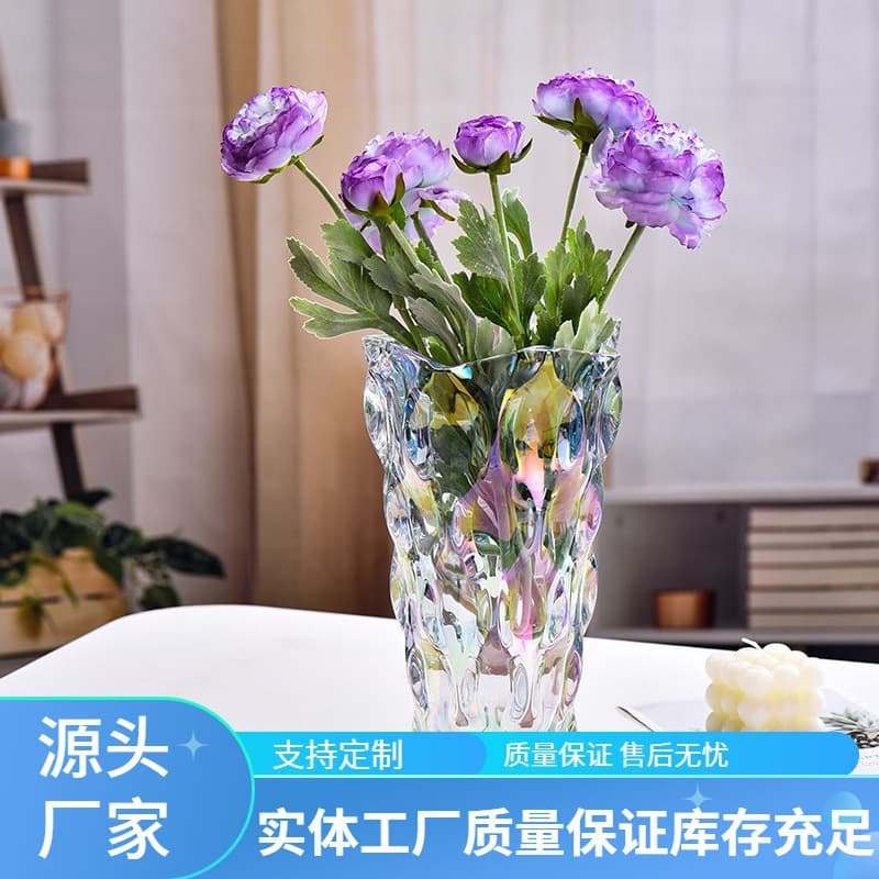 Creative household glass hydroponic vase creative hexagonal wave vase wholesale living room ornaments decorative flower arrangement vase