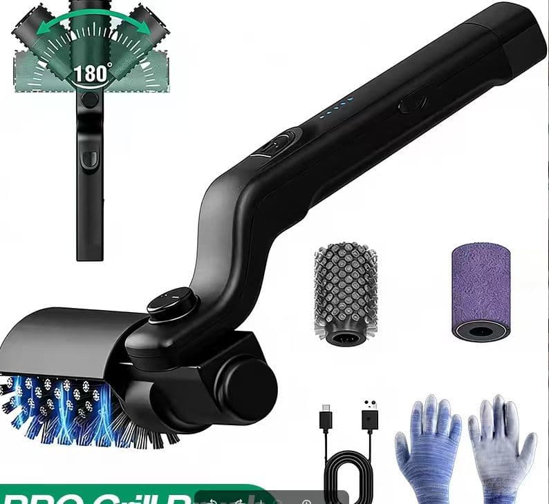 Cross-Border New Cleaning Grill Electric BBQ Brush Heavy Grease Brush BBQ Brush Grill Brush Roller Outdoor Cleaning