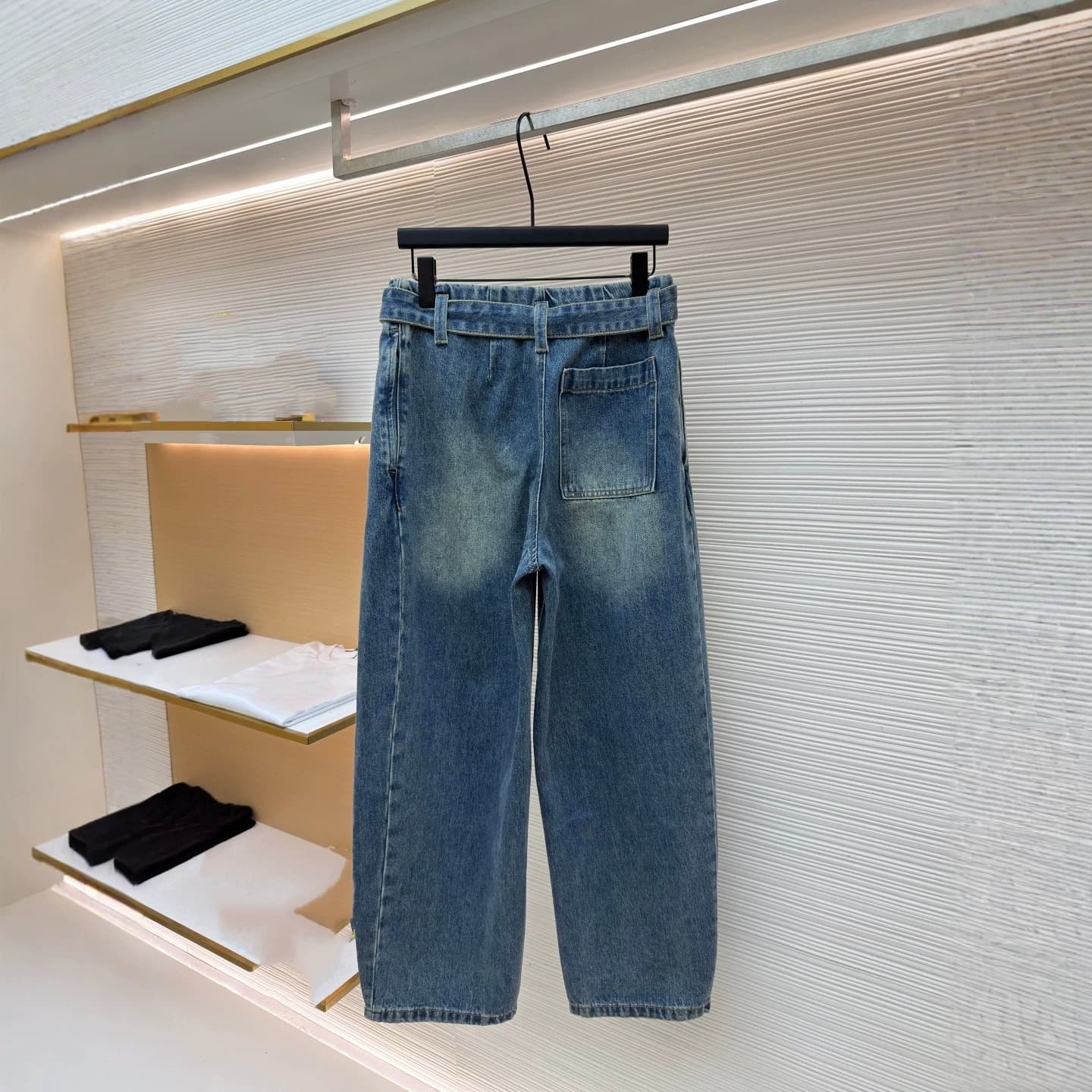Exclusive European and American Trend Brand 2026 Spring New Leather Trim Jeans Unisex Loose Fit Casual Pants