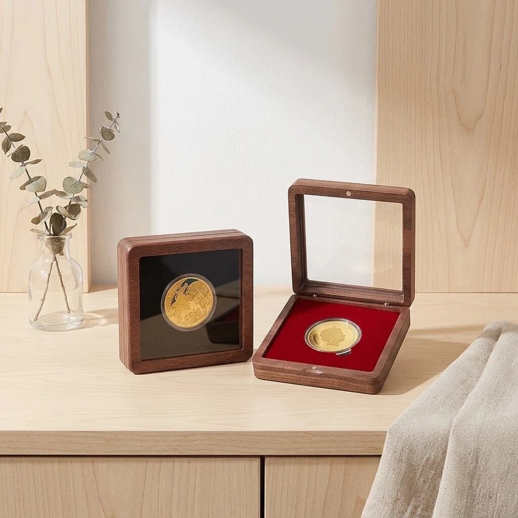 10cm Black Walnut Memorial Coin Box Gold Bar Silver Brick Collection Gift Box Cultural Plaything Jewelry Packaging Display