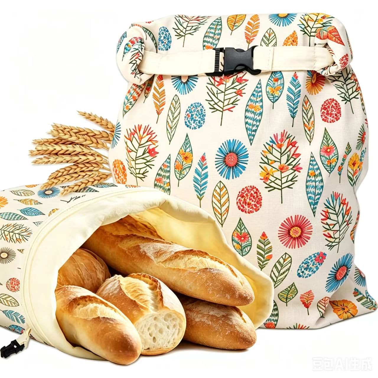 Beeswax Bread Bag Food Storage Bag Picnic Buckle Cross-border Amazon L-Shape Zipper Pure Cotton Large Capacity Zipper