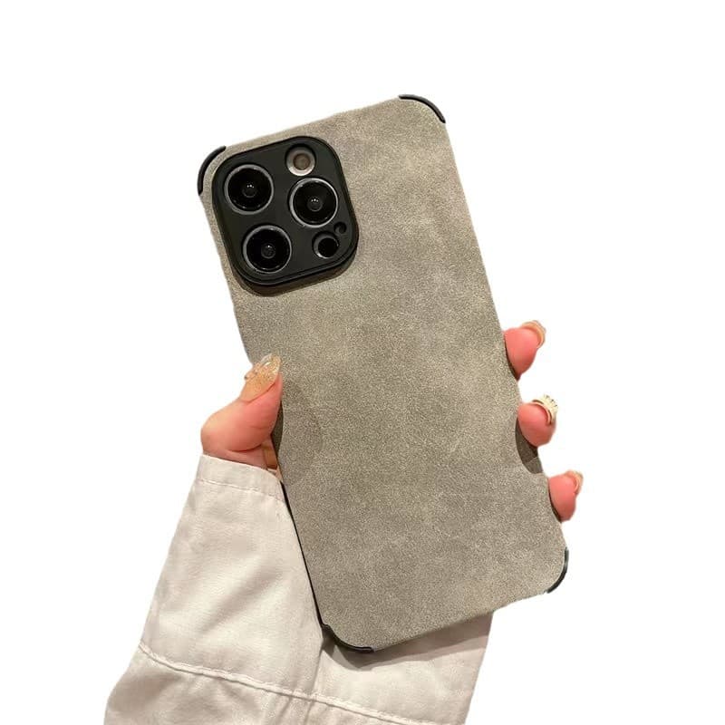 ins Niche Solid Color Anti-Fingerprint Suede Apple 15 Couple Phone Case 14 Pro Max Premium 13/12/11