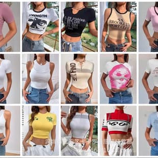 New European and American fashion women's T-shirt cross-border trendy summer women's clothing Amazon fast fashion Shein wholesale