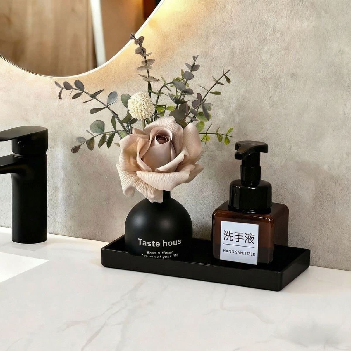 Luxury Hotel Bathroom Vanity Decorative Floral Aromatherapy Hand Soap Dispenser Set for Showroom and Bathroom Countertop