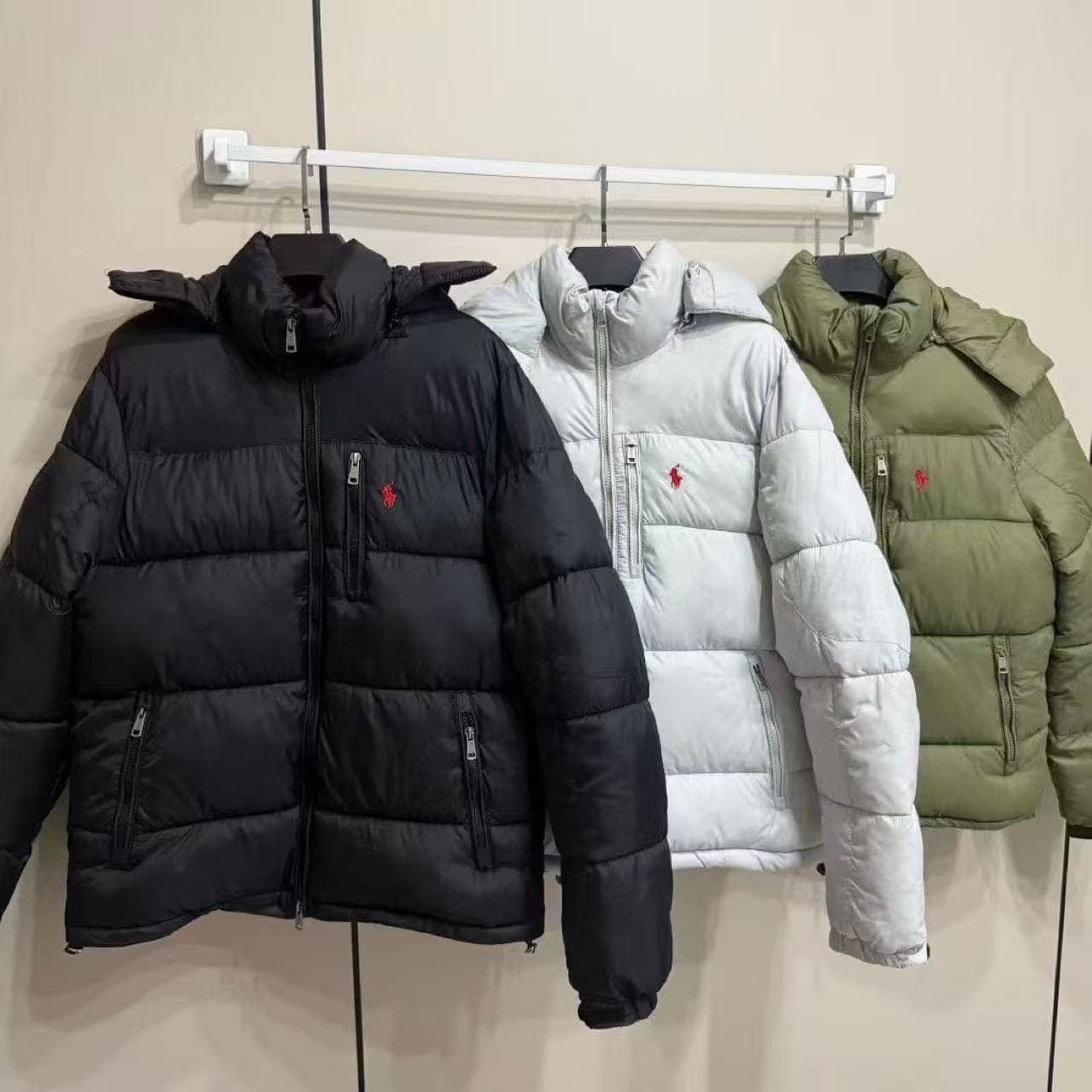 Cross-border Correct Version Ralph Pony Embroidery Unisex Hooded Thickened Windproof Waterproof Warm Quilted Jacket