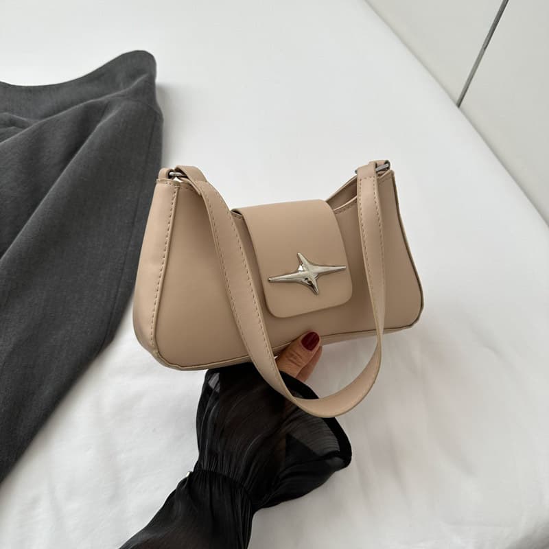 Solid Color Armpit Bag Women's New 2023 Fashionable Texture Casual Shoulder Bag Summer Style Simple Small Square Bag