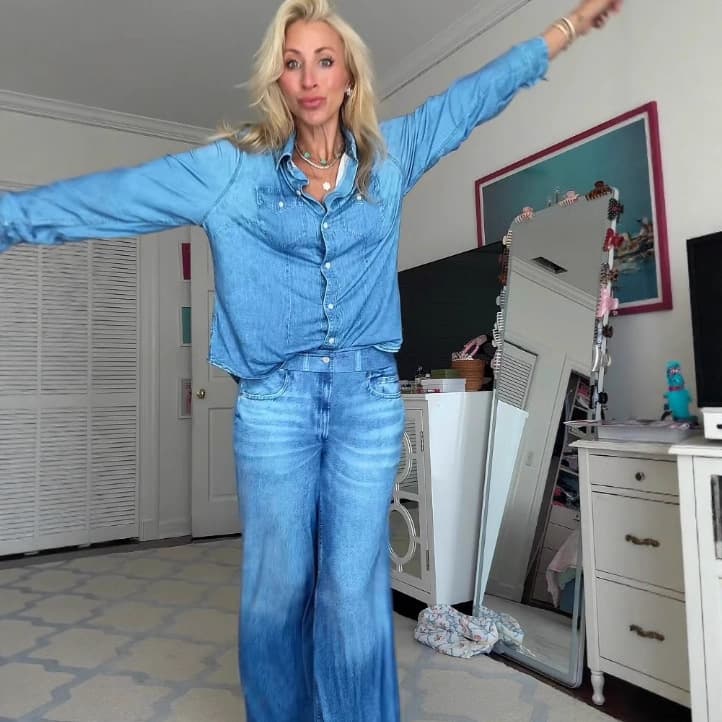 Denim Dreams Pajama Set New Cross-Border Digital Print Faux Denim Soft Comfortable Sleepwear