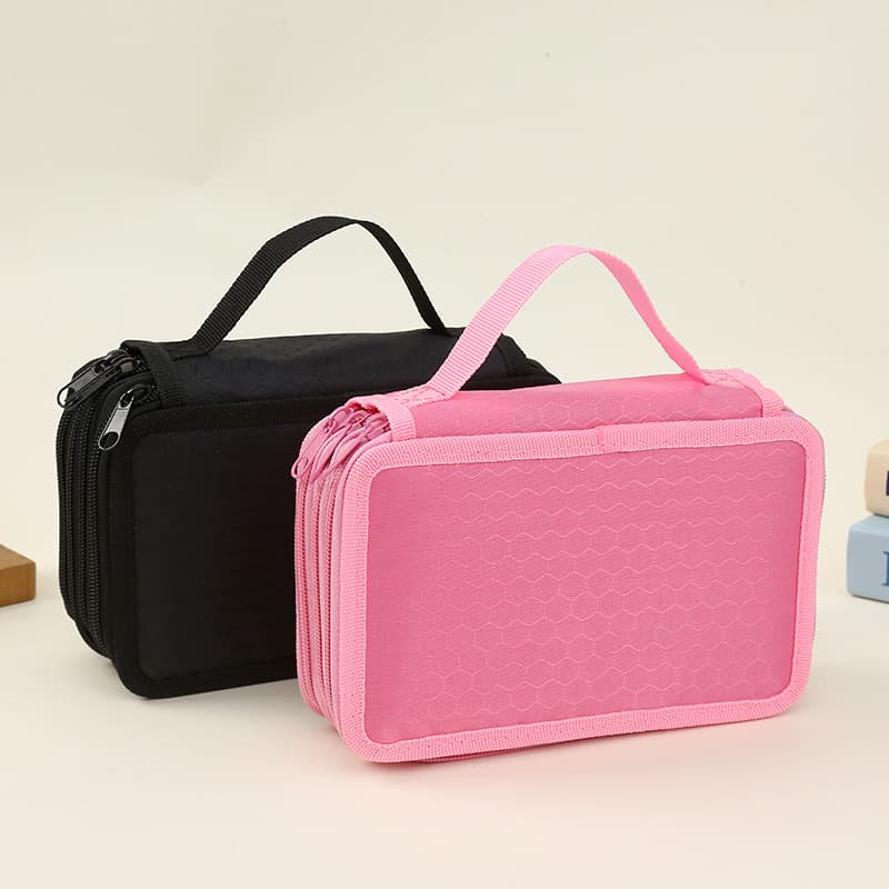 Cross-border solid color portable storage pencil bag multi-layer large capacity art student stationery bag simple pencil box wholesale