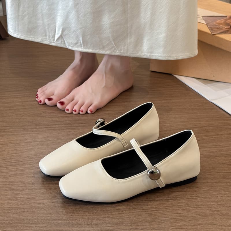 Inner heightening Mary Jane women's shoes spring and autumn new style French patent leather square toe mid-heel one-legged slip-on shoes for women