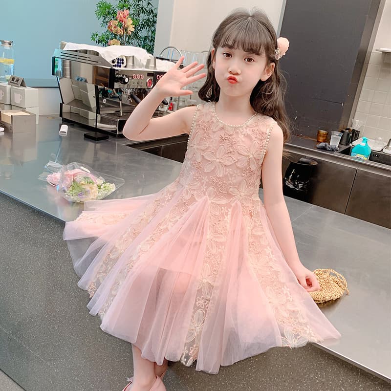 Girls summer clothes 2025 new fashionable big children princess dress children summer European and American style short-sleeved skirt