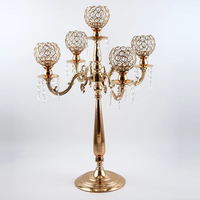 European-style Export Factory Direct Dragon Curved Crystal Five-Arm Candelabra Wedding Prop Home Hotel Decoration