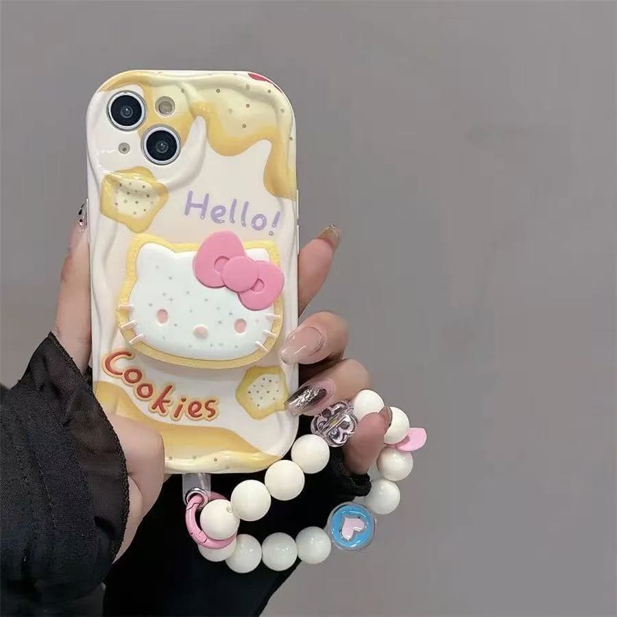 Suitable for Oppoa55G Mobile Phone Case Reno14 Biscuit Kt Cat Bracket Chain A5X/A3X Full Edge Soft Glue K12