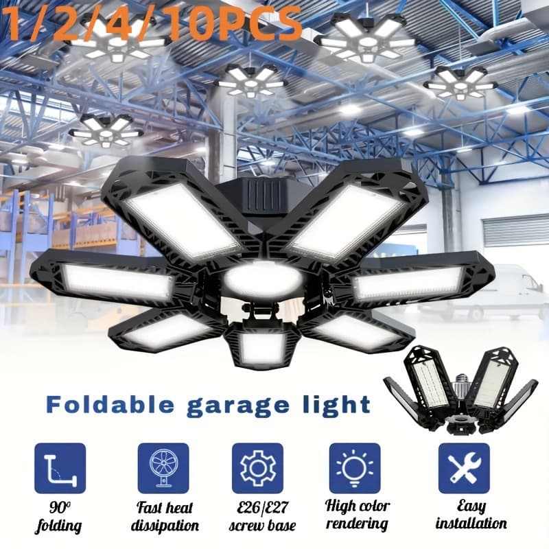 2026 New Cross-Border Dropshipping 10/4/2/1 Unit Deformable 71 Panel LED Garage Light Bulb