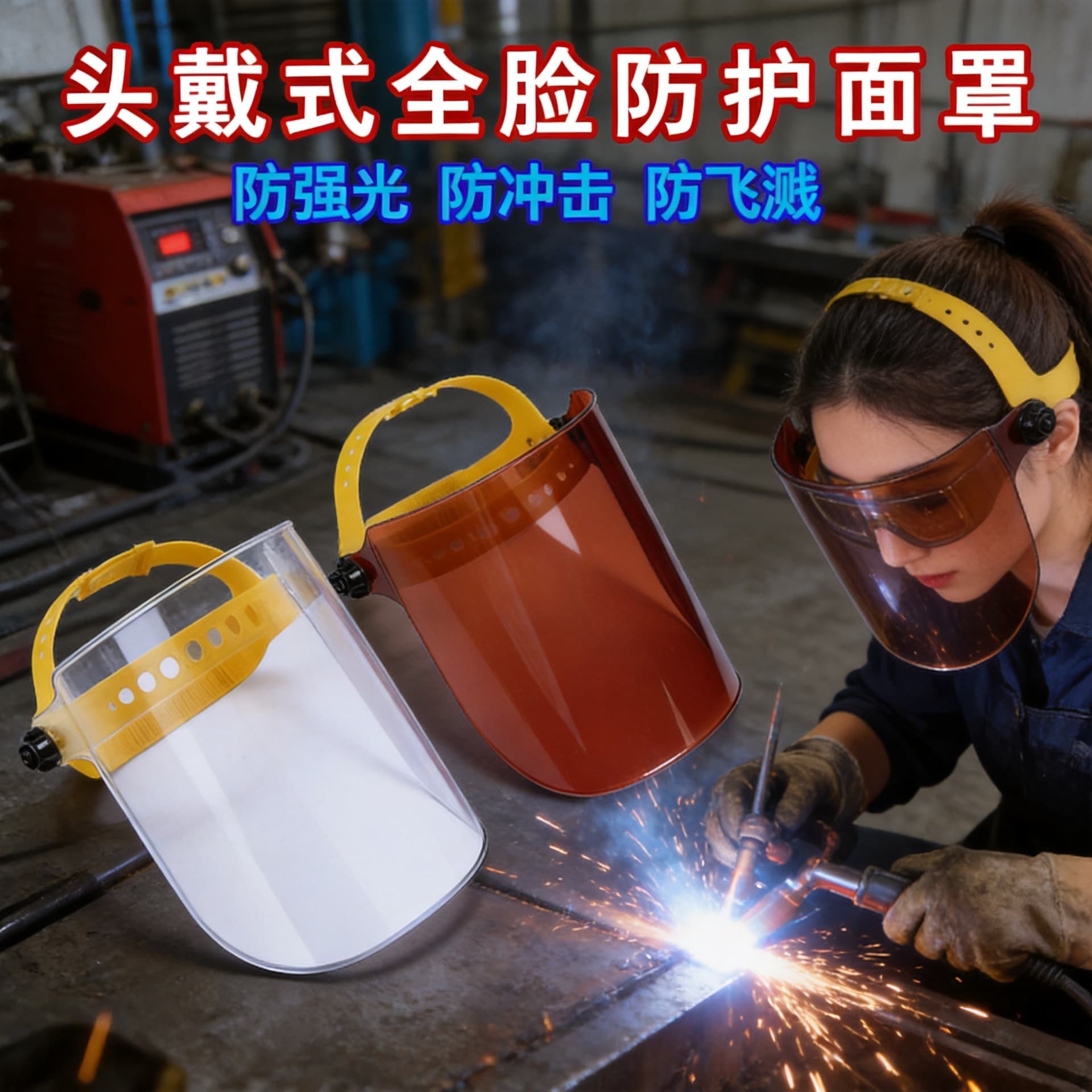 Welding Face Shield Full Face Dust and Splash Protection Transparent PVC Face Shield 2mm Thick