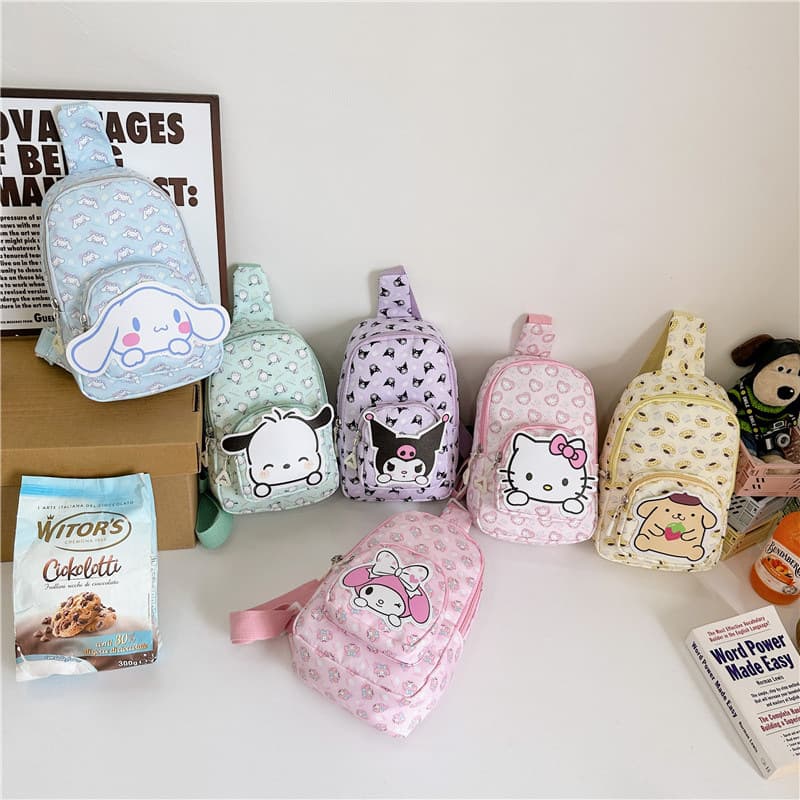 2025 New Style Children's Bags: Cartoon Print Crossbody Bags, Stylish Waist Bags for Boys and Girls, Cute Animal Chest Bags