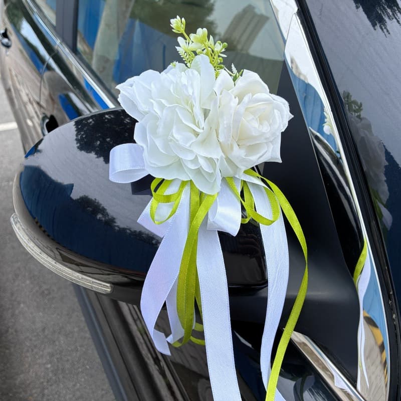 165 Wedding Car Decoration, Front Hood Flower, Wedding Supplies, Main Wedding Car Decoration Set, White, Full Team Set