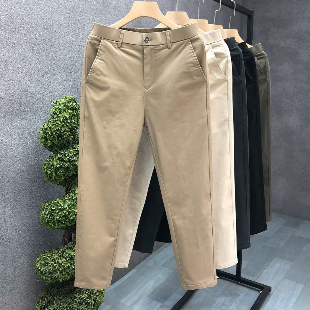 Simple Casual Pants for Men Summer Thin Cotton Straight Leg Trousers Business 9/10 Length Pants New Style Dress Pants
