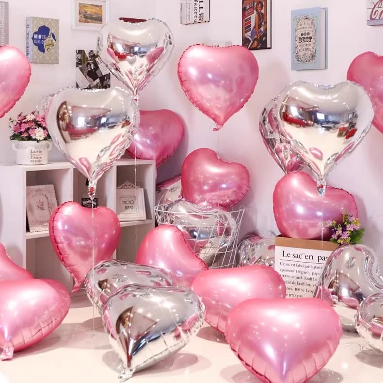 Valentine's Day Aluminum Foil Heart Balloon Floating for Wedding Proposal Birthday Decoration
